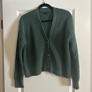 Quince Forest Green Ribbed Cardigan